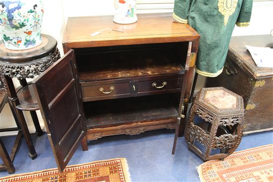 A Chinese rosewood cabinet, W.2ft 10in.